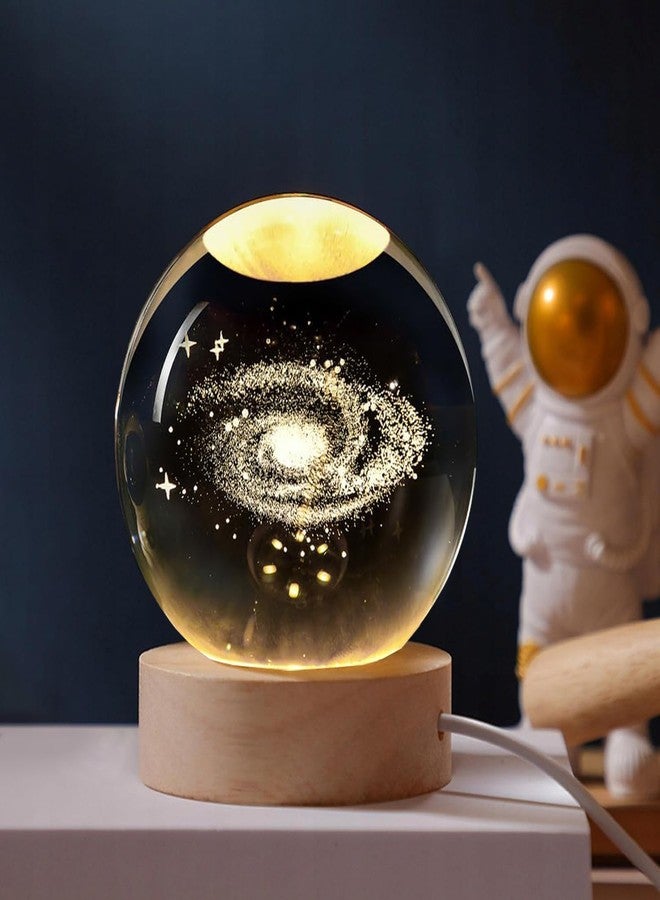 SKYTONE Galaxy Crystal Ball Night Lamp, USB Table Colorful LED Wooden Crystal Ball for Home Decoration Birthday Gift for Men,Women,Kids,Boys,Girls,Teens (Universe) - Image 1